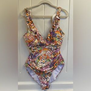 Lauren by Ralph Lauren Majestic Paisley Ruffled Underwire Tummy-Control Swimsuit